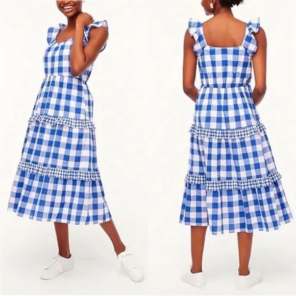J. Crew Factory checkered tiered ruffle plaid Dress size PXS - Picture 1 of 10